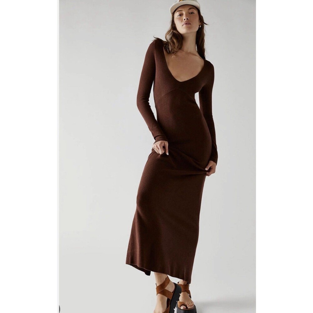 Free People FP Beach Trixie Sweater Ribbed Long Fitted Maxi Dress - S - Picture 1 of 6